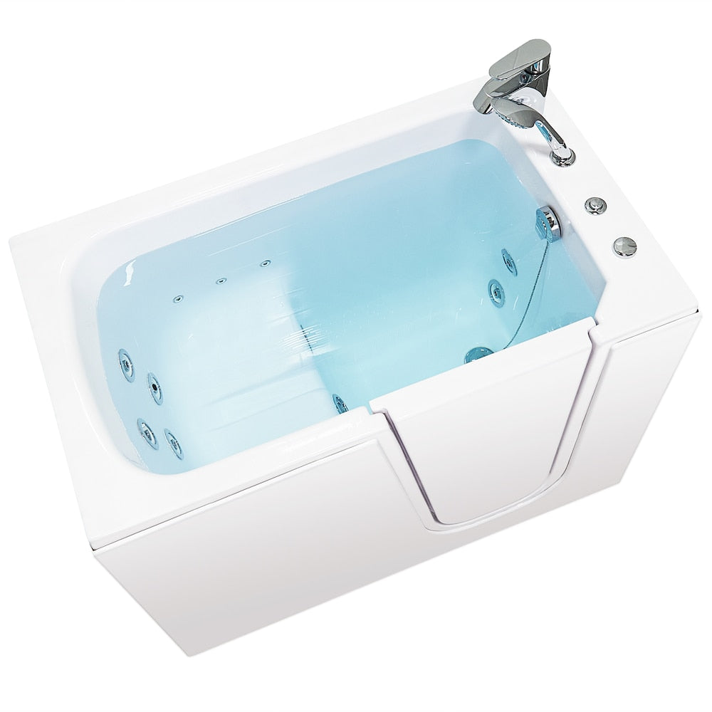 Baignoire balnéo Flow de 48 po x 28 po en blanc avec drain à droite et porte à droite