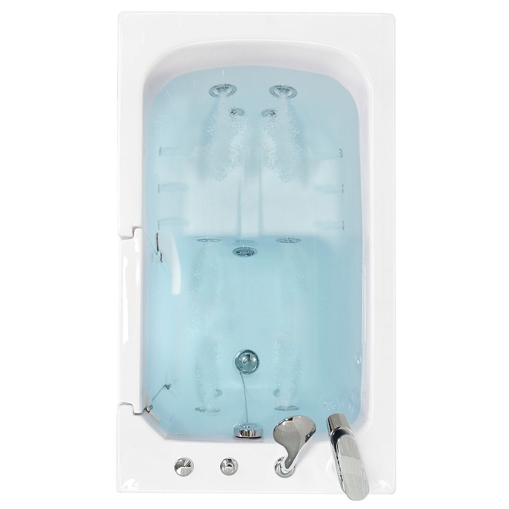 Baignoire balnéo Flow de 48 po x 28 po en blanc avec drain à droite et porte à droite