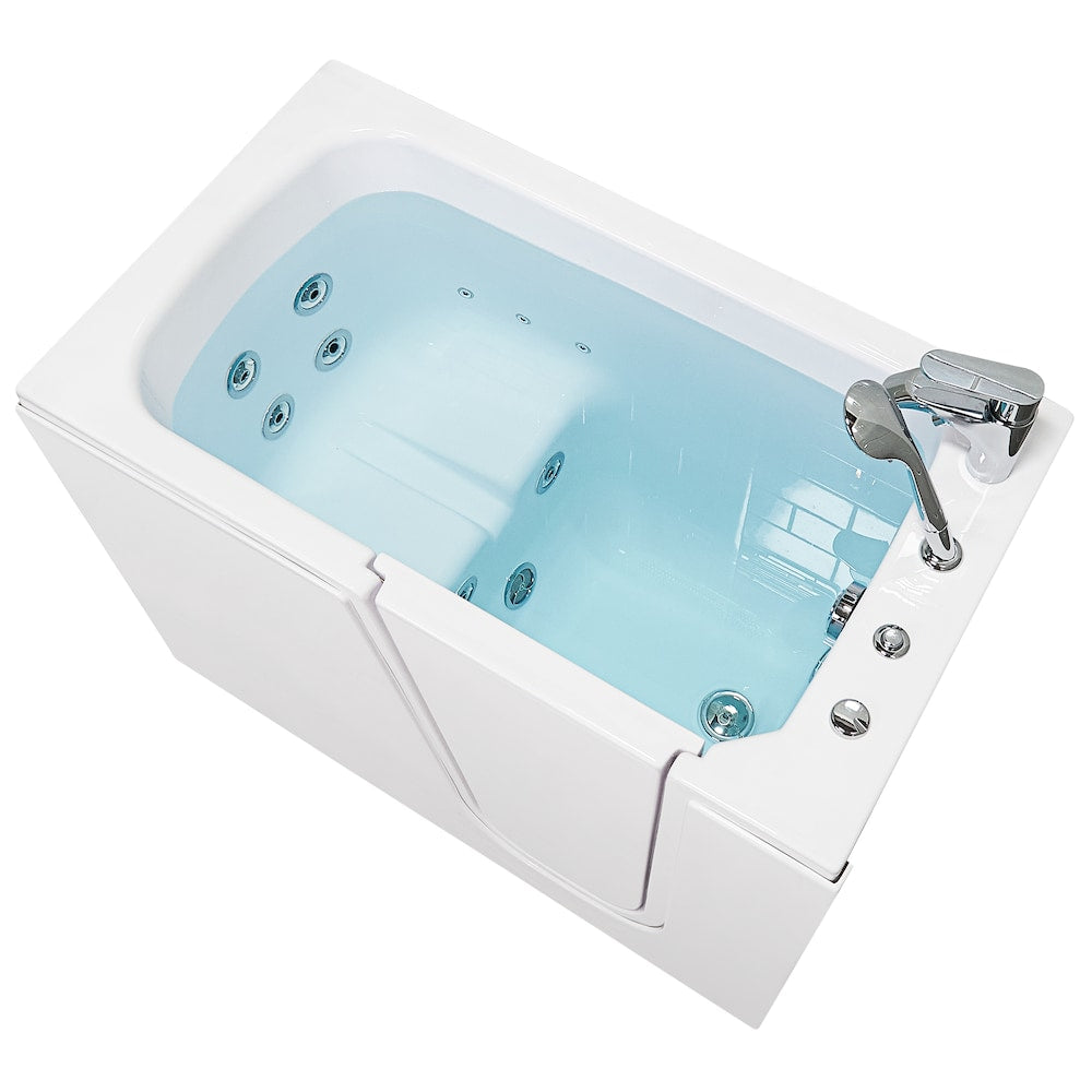 Baignoire balnéo Flow de 48 po x 28 po en blanc avec drain à droite et porte à droite