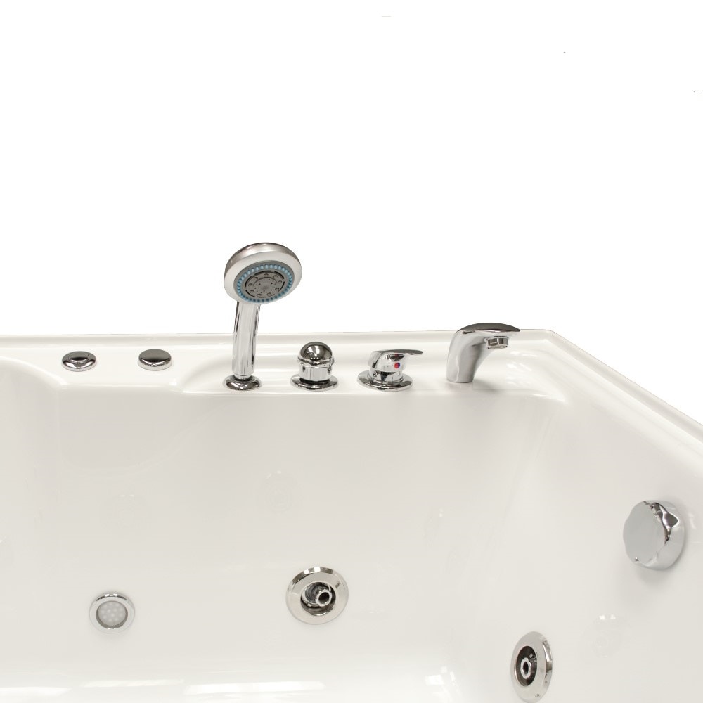 Baignoire balnéo rectangulaire en alcôve Lexi de 59,50 pouces avec drain à droite en blanc
