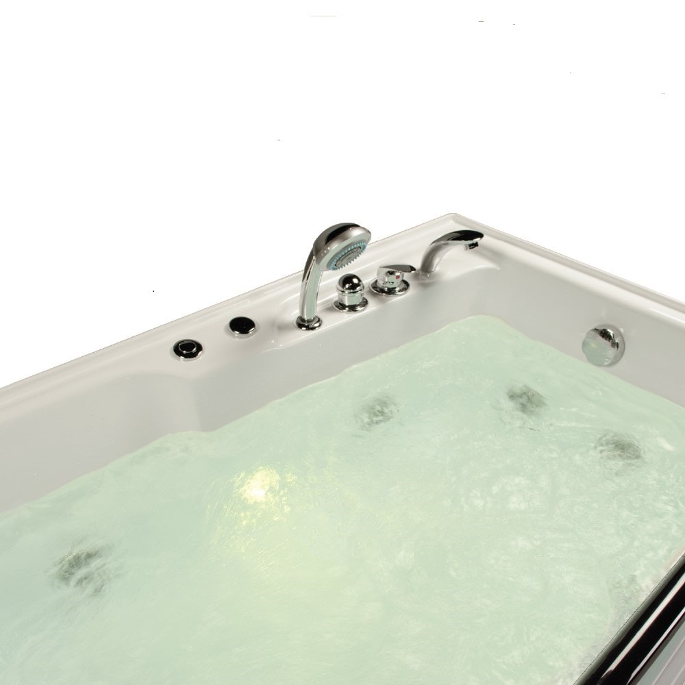Baignoire balnéo rectangulaire en alcôve Lexi de 59,50 pouces avec drain à droite en blanc