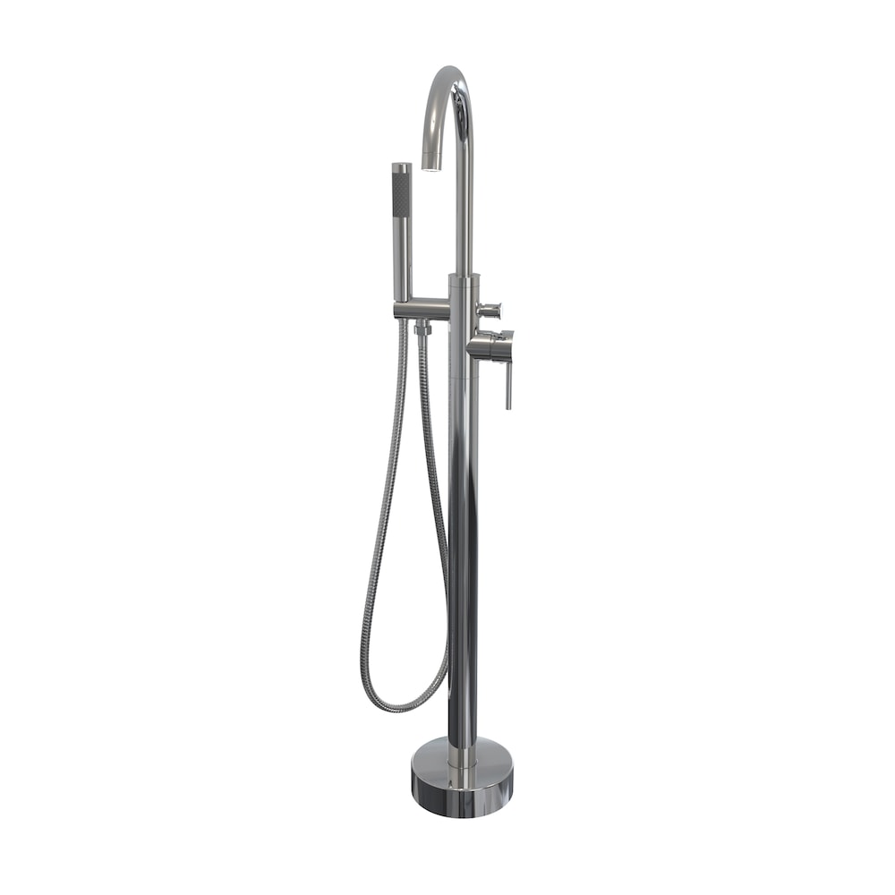 Robinet de baignoire autoportant à poignée unique Linosa avec pomme de douche à main en chrome