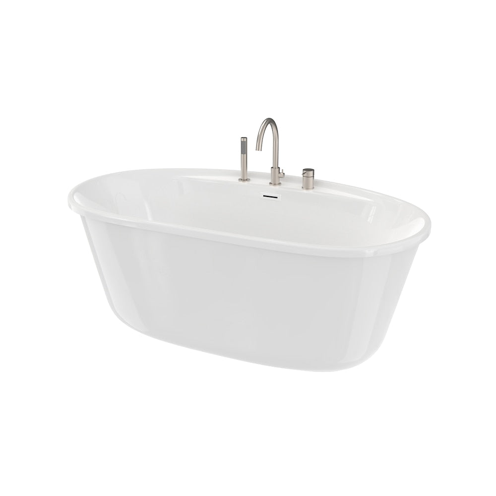 Emica 58 in. L x 32 in. W x 23 in. H 2-Piece AcrylX Oval Freestanding Bathtub, Centre Drain, with Keros Single Handle Deckmounted Bathtub Faucet & Handheld Shower Head in Chrome