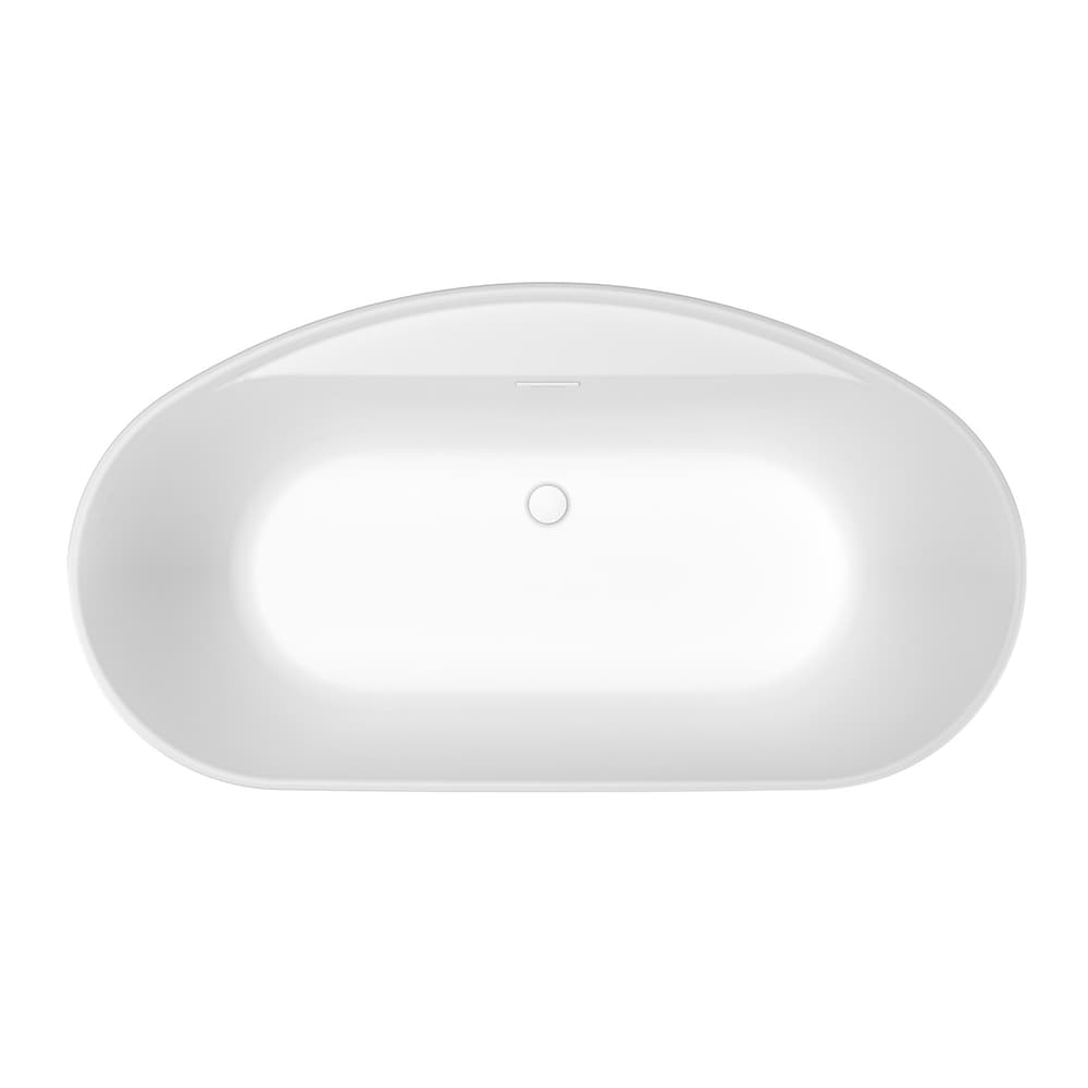 Emica 58 in. L x 32 in. W x 23 in. H 2-Piece AcrylX Oval Freestanding Bathtub, Centre Drain, with Keros Single Handle Deckmounted Bathtub Faucet & Handheld Shower Head in Chrome