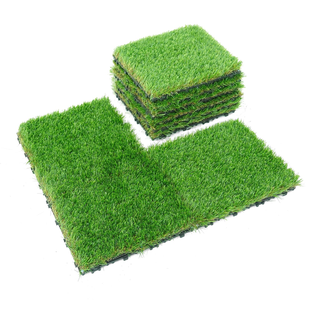 Dalles de gazon artificiel autodrainantes emboîtables de 1 pi x 1 pi, ensemble de 9, couvre 9 pi².
