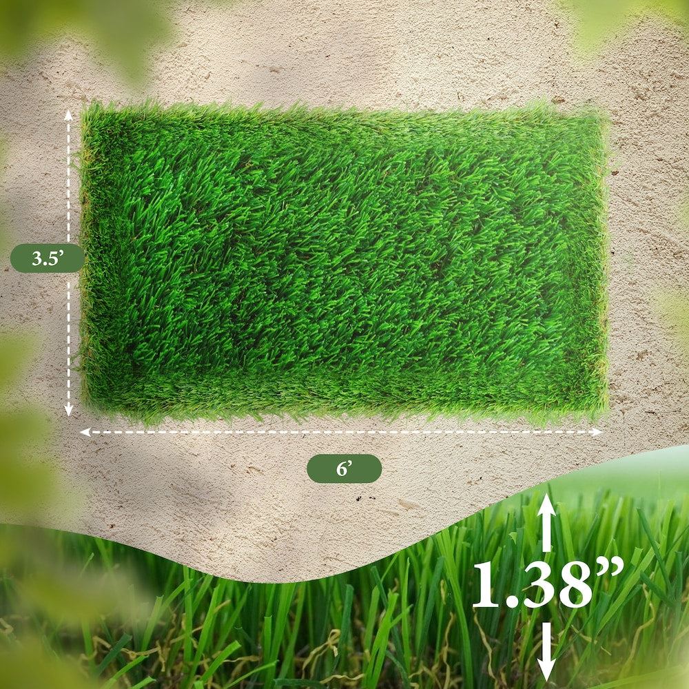 Tapis de gazon artificiel de 3,5 pi x 6 pi pour chiens de compagnie, intérieur et extérieur