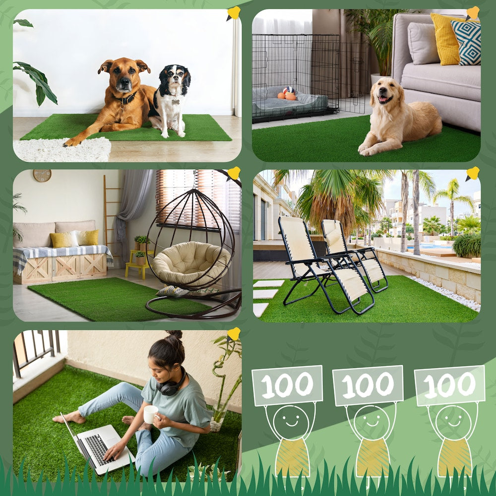 Tapis de gazon artificiel de 6 pi x 10 pi pour chiens de compagnie, intérieur et extérieur