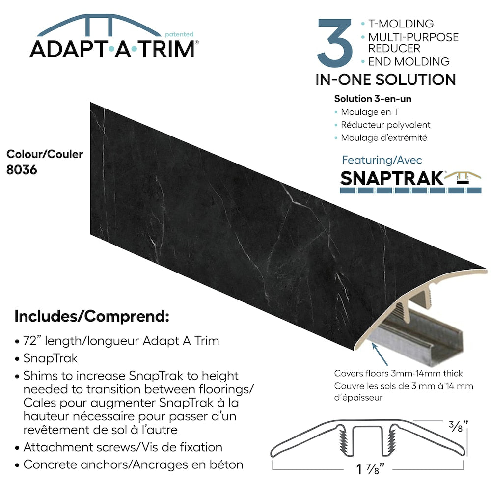 Adapt A Trim 3-in-1 Vinyl Reducer & Transition Molding Color 8036 1.85-inx.35-inx72-in