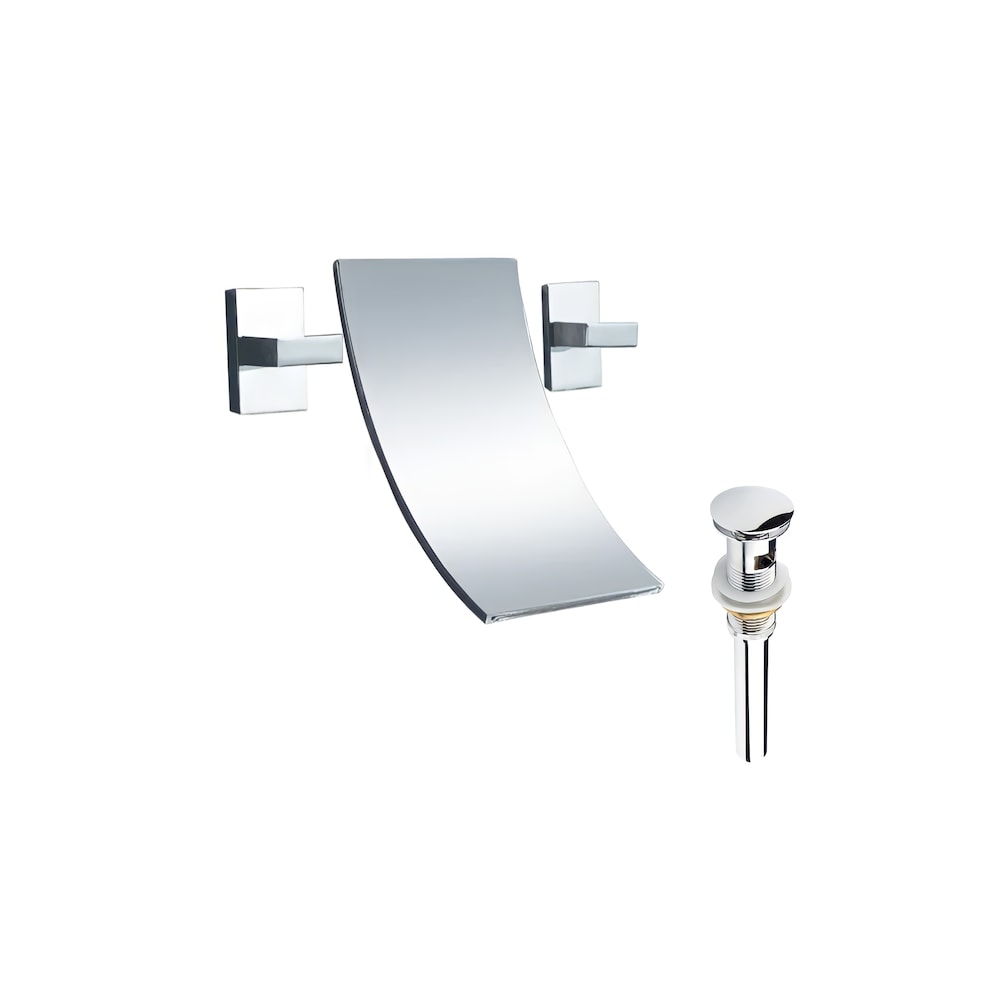 Waterfall-A 2H Faucet in Chrome with Overflow Pop Up Drain in Chrome