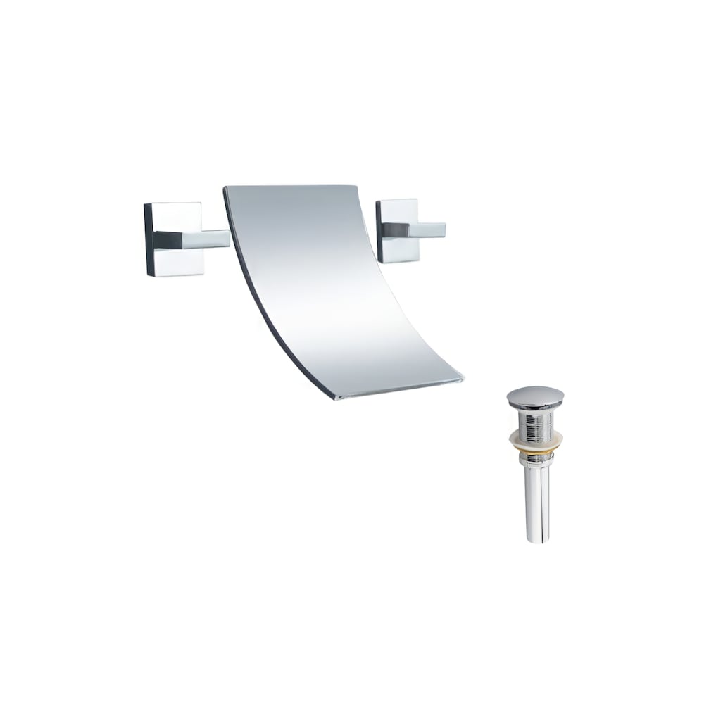 Robinet Waterfall-A 2H en chrome avec bonde escamotable en chrome