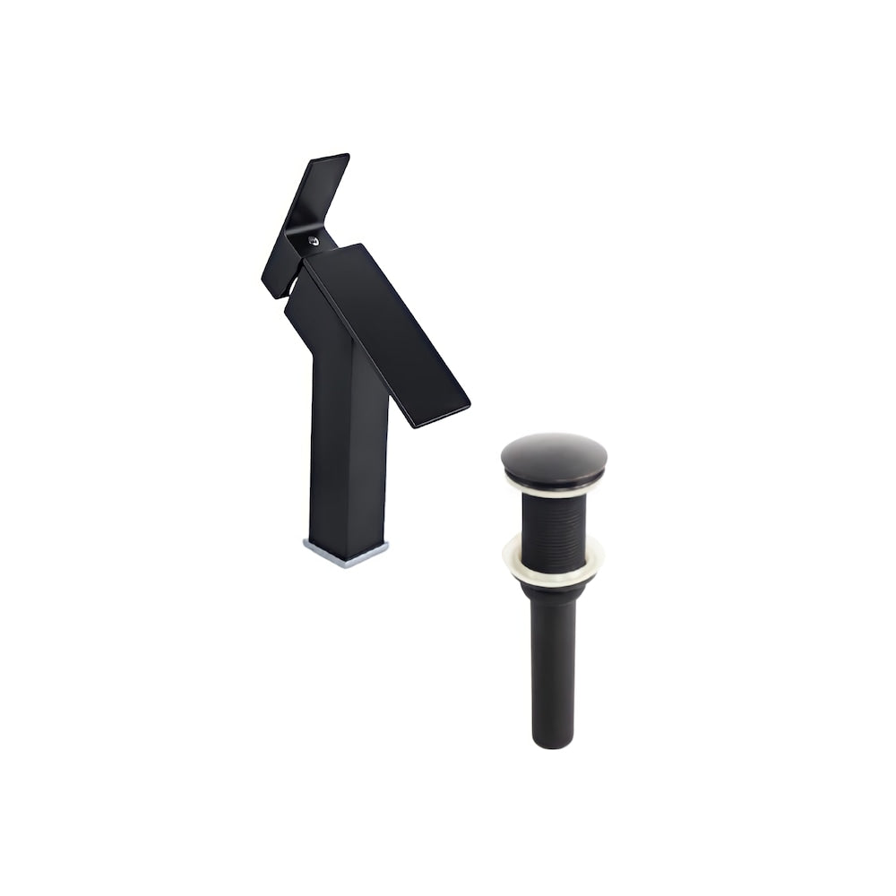 Haven-B 1H Faucet in Black with Pop Up Drain in Black