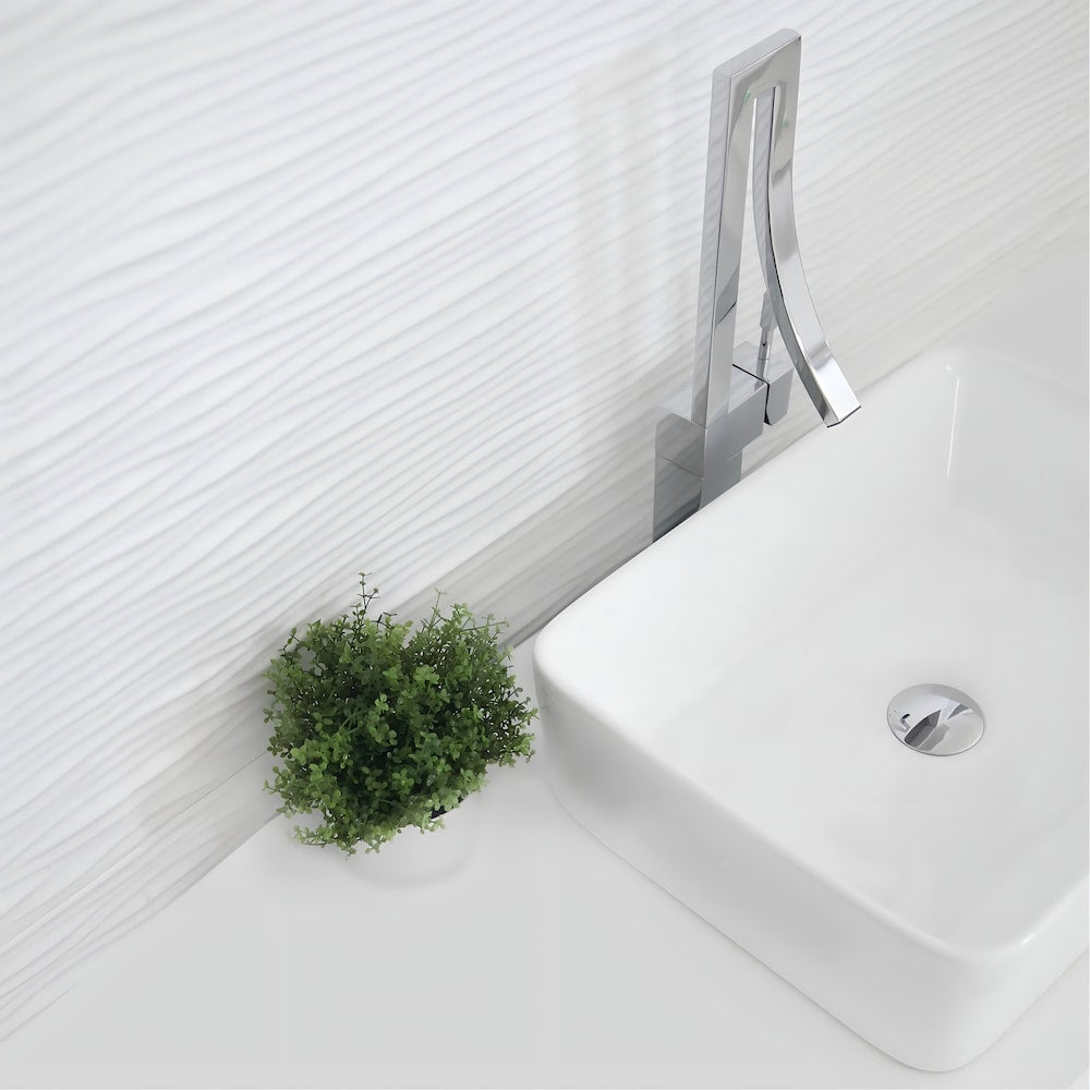 Robinet Waterfall-B 1H en chrome avec bonde escamotable en chrome