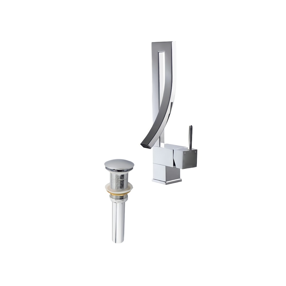 Robinet Waterfall-B 1H en chrome avec bonde escamotable en chrome