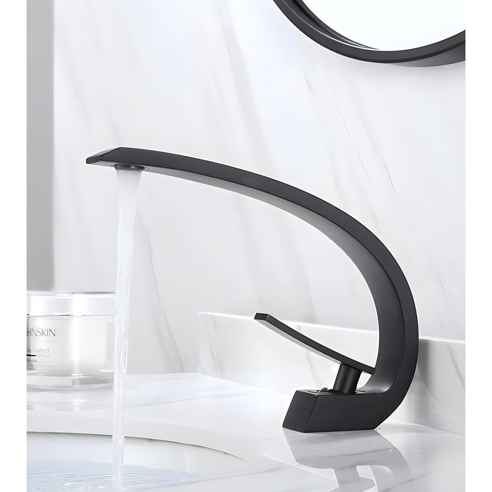 Island-B 1H Faucet in Black with Overflow Pop Up Drain in Black