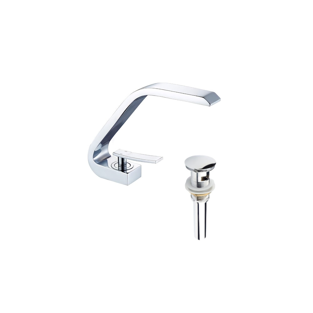 Island-C 1H Faucet in Chrome with Overflow Pop Up Drain in Chrome