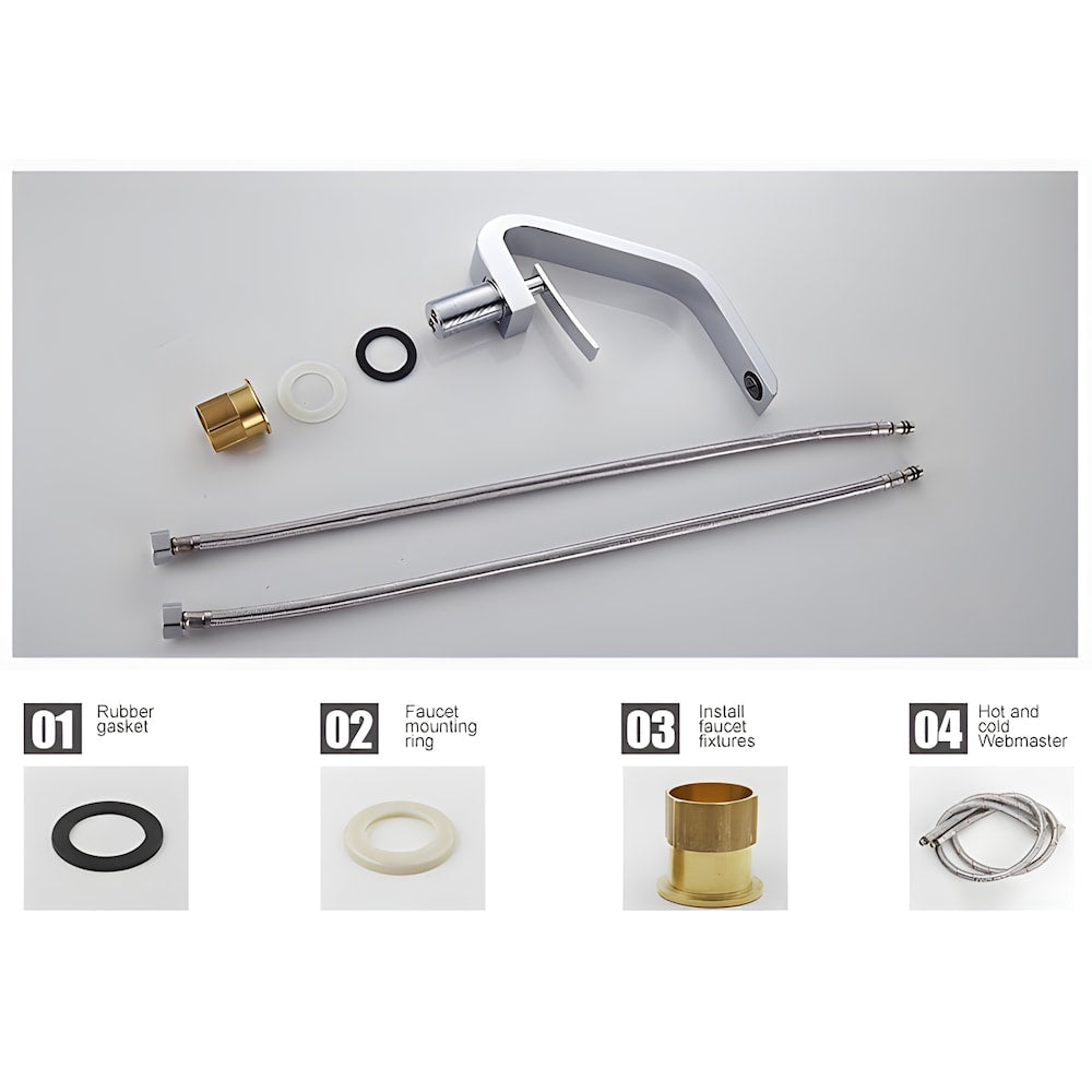 Robinet Island-C 1H en chrome avec bonde escamotable en chrome