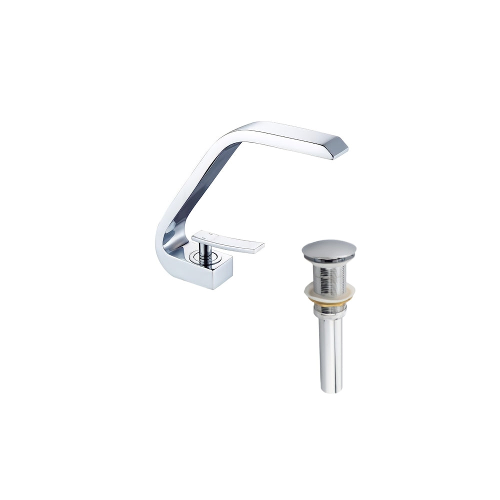 Robinet Island-C 1H en chrome avec bonde escamotable en chrome