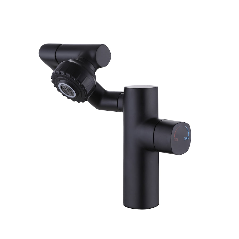 WBF3 Matte Black Single Hole Bathroom Sink Faucet with Single Handle and Swivel Spout
