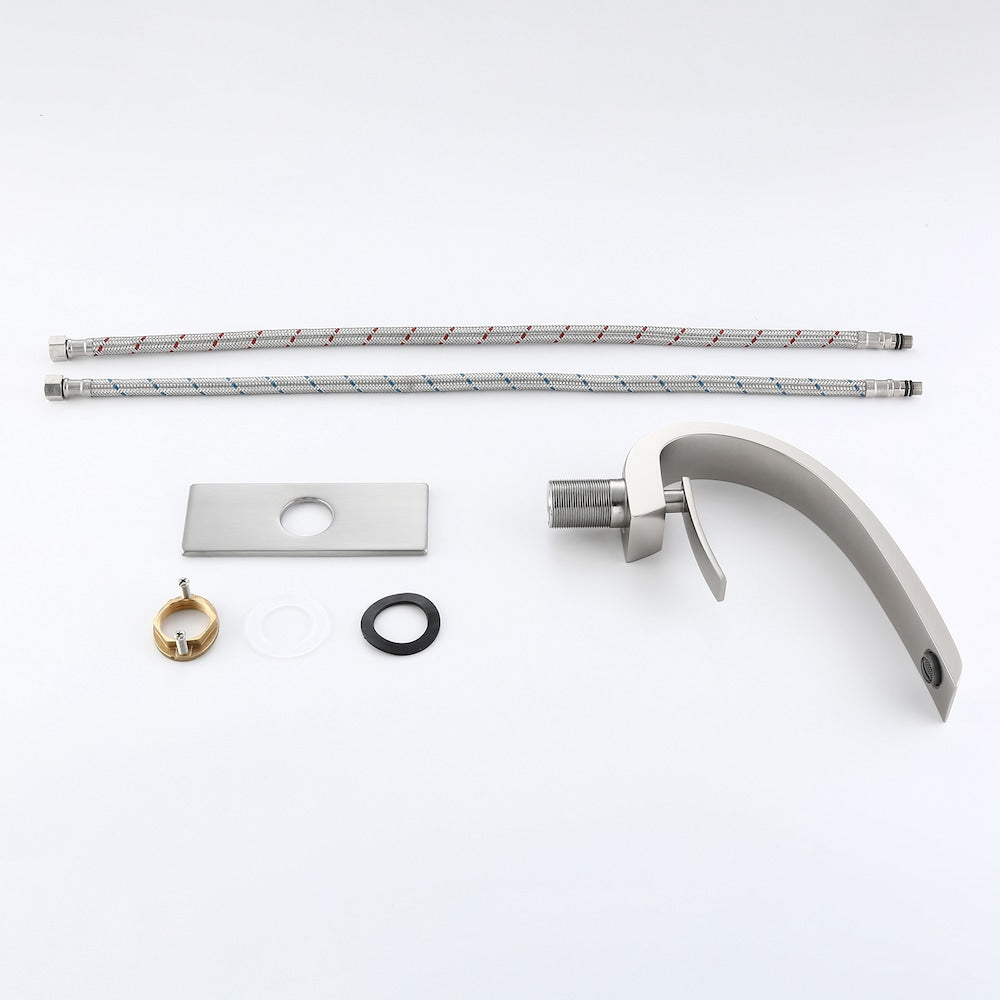 WBF9 Brushed Nickel Single Hole Bathroom Sink Faucet with Single Handle