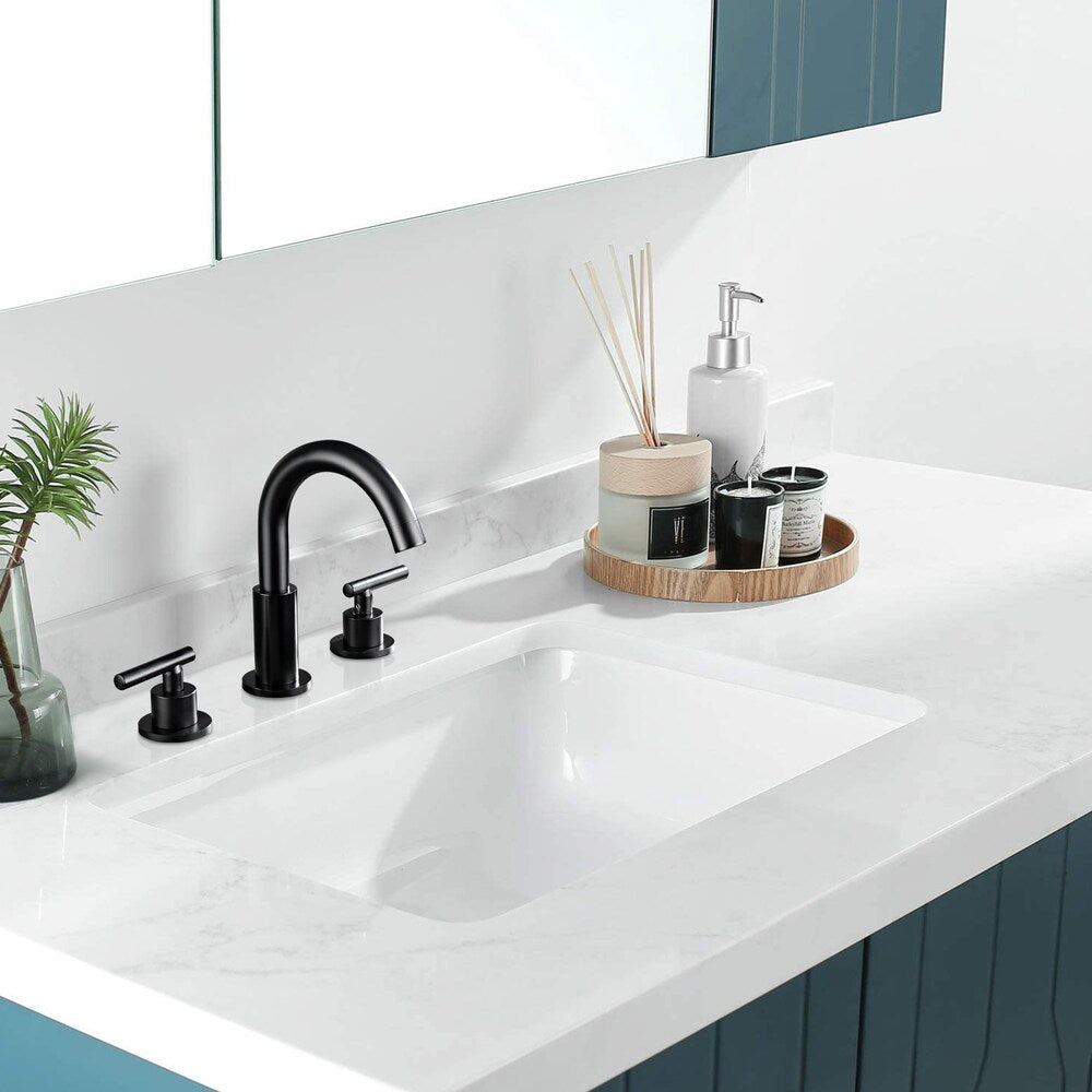 Robinet de lavabo de salle de bain à large portée ZCJ3 avec 2 poignées en noir mat