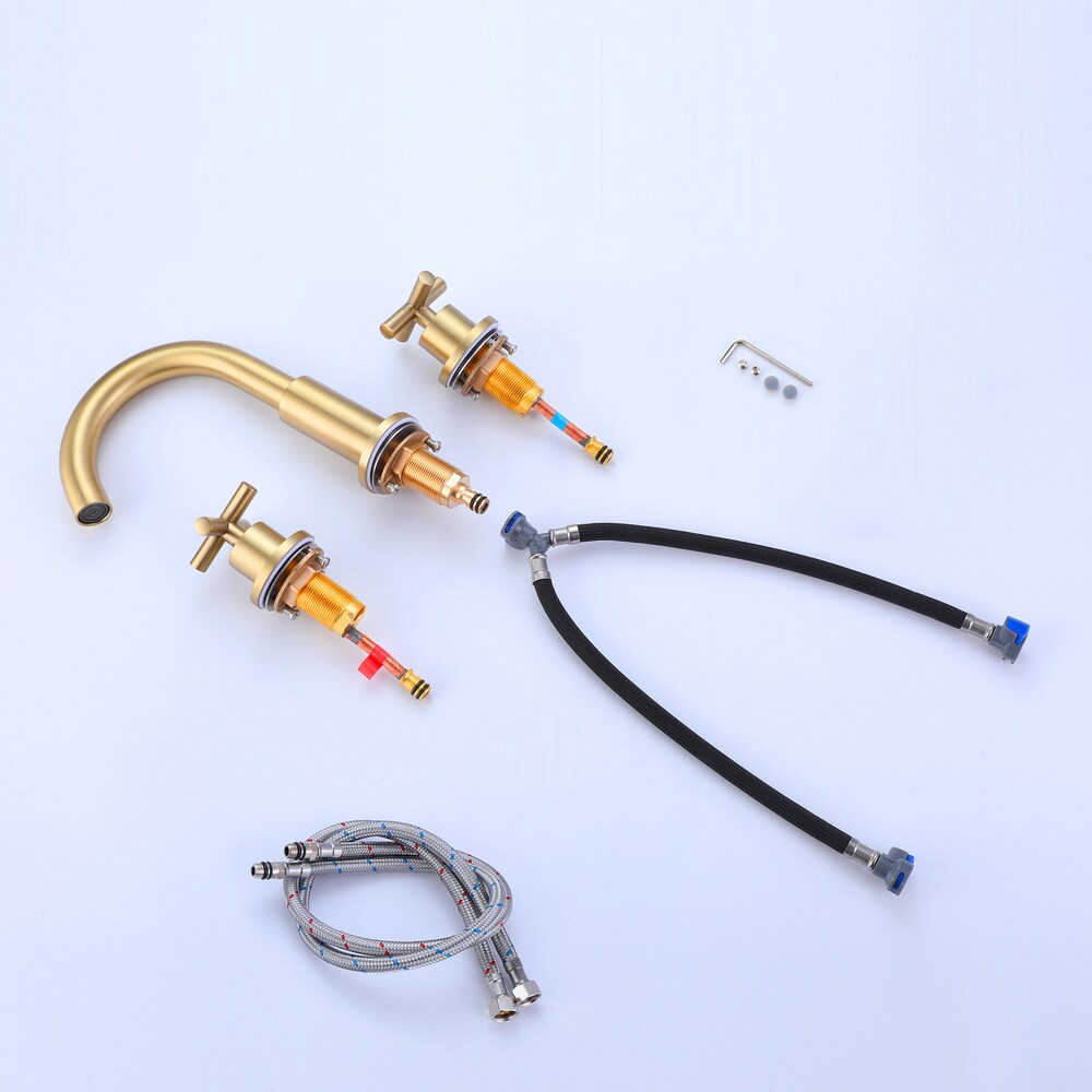 RZCJ4 Widespread Bathroom Sink Faucet with 2 Handle in Brushed Gold