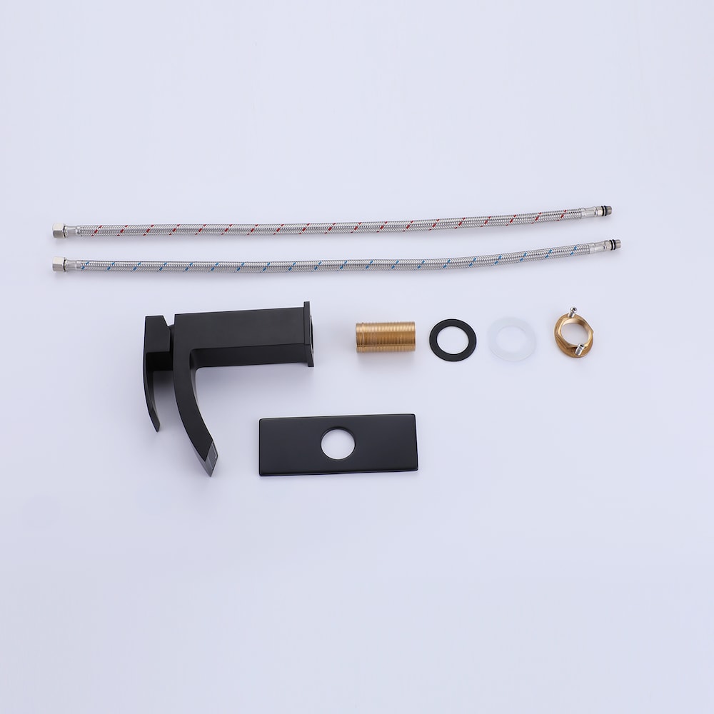 WBF13 Matte Black Single Hole Bathroom Sink Faucet with Single Handle and Deck Plate