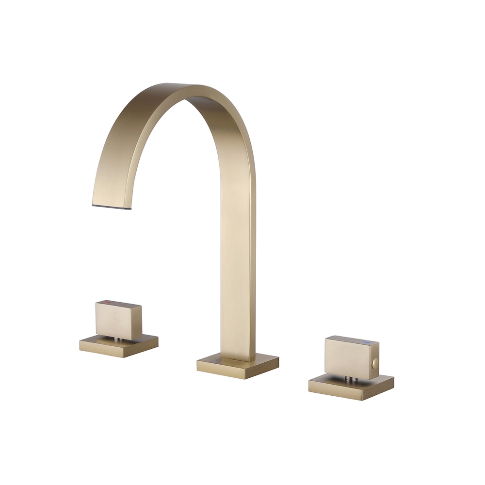 WBF15 Widespread Bathroom Sink Faucet with 2 Handle in Brushed Gold