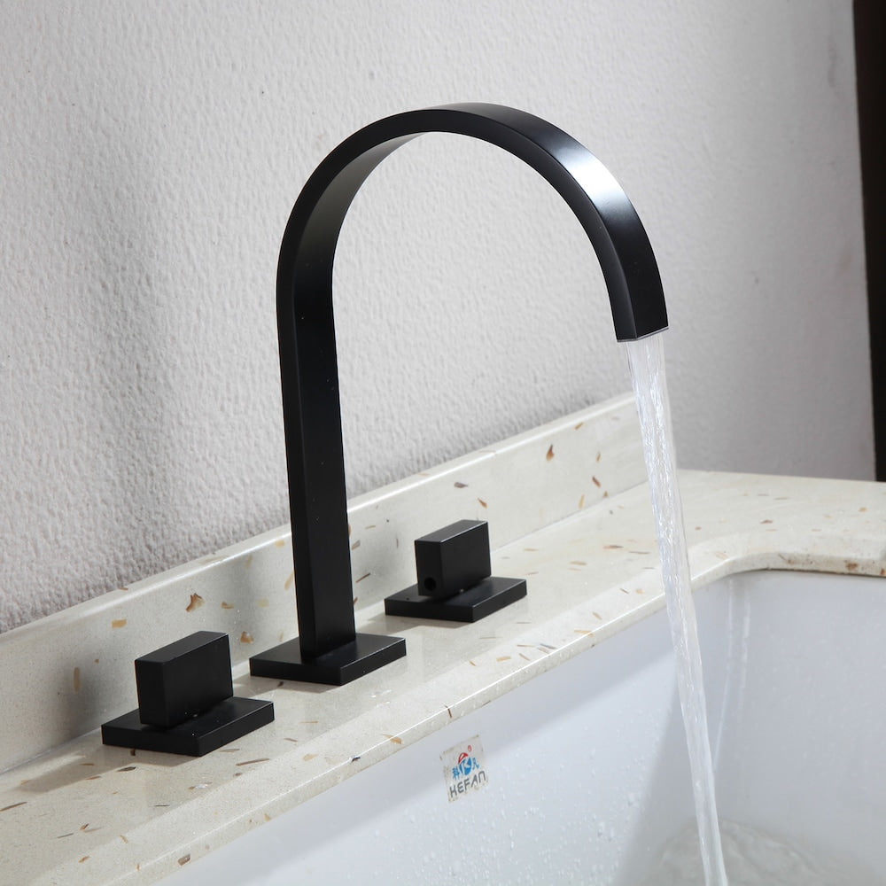 WBF15 Widespread Bathroom Sink Faucet with 2 Handle in Matte Black
