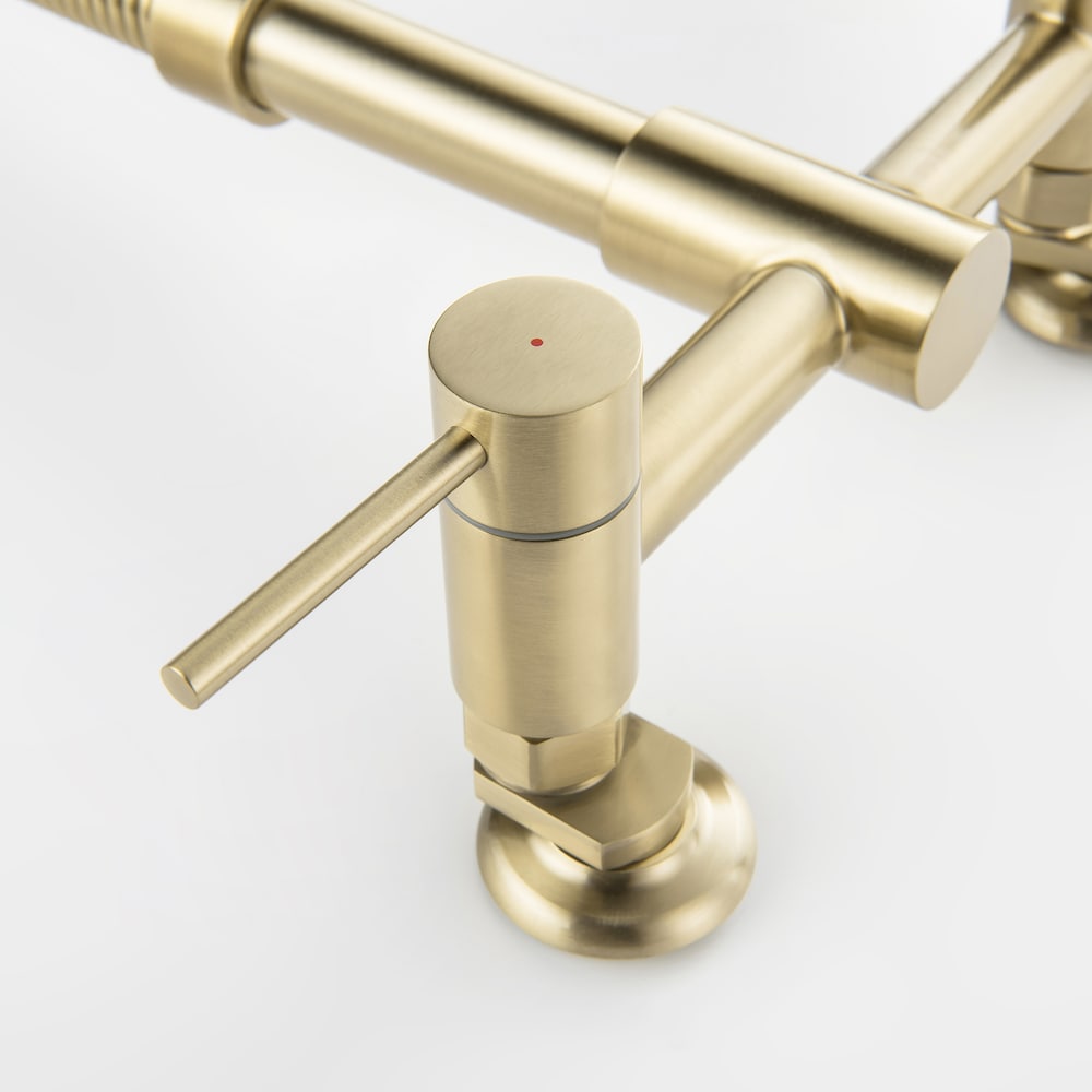 WBF17 2-Handle Wall Mount Kitchen Faucet in Brushed Gold