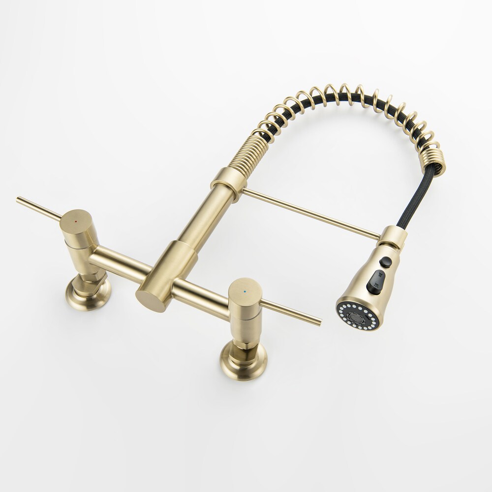 WBF17 2-Handle Wall Mount Kitchen Faucet in Brushed Gold
