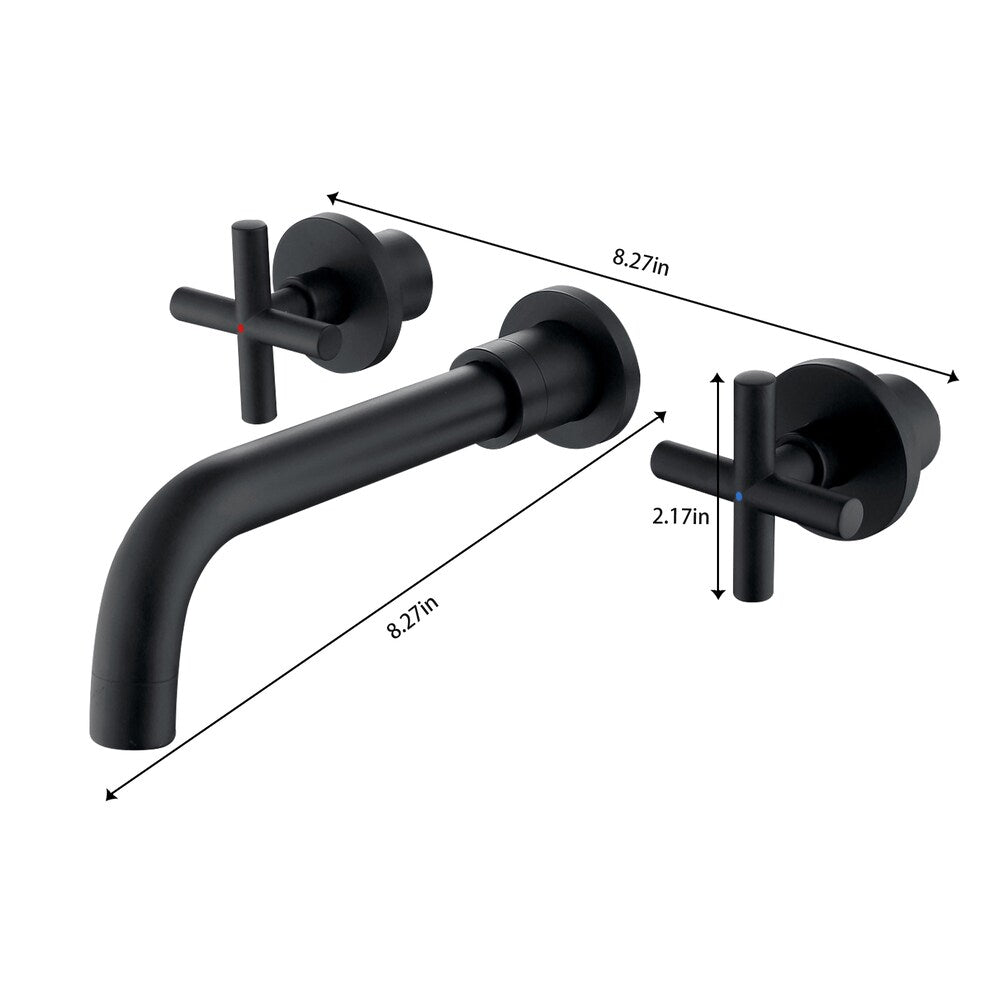 ZCJ8 Wall Mount Bathroom Sink Faucet with 2 Handle in Matte Black