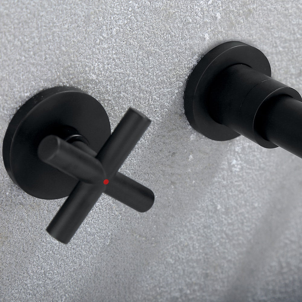 ZCJ8 Wall Mount Bathroom Sink Faucet with 2 Handle in Matte Black