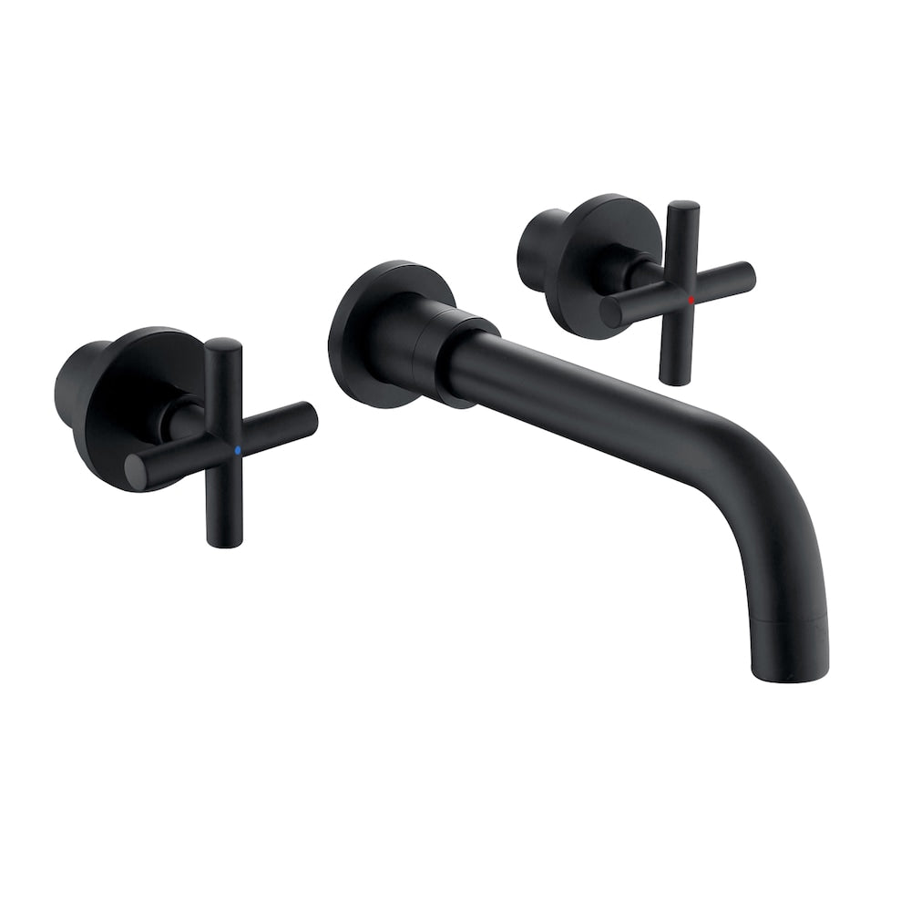 ZCJ8 Wall Mount Bathroom Sink Faucet with 2 Handle in Matte Black