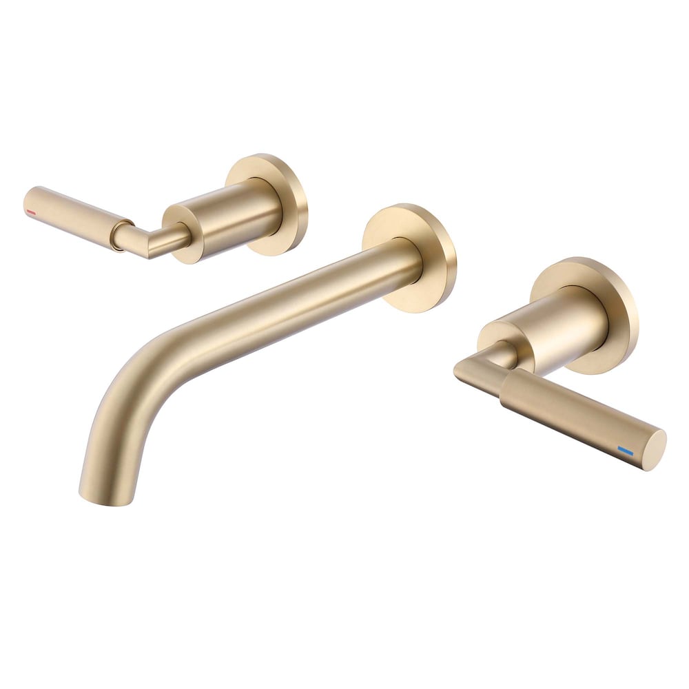 WBF18 Wall Mount Bathroom Sink Faucet with 2 Handle in Brushed Gold