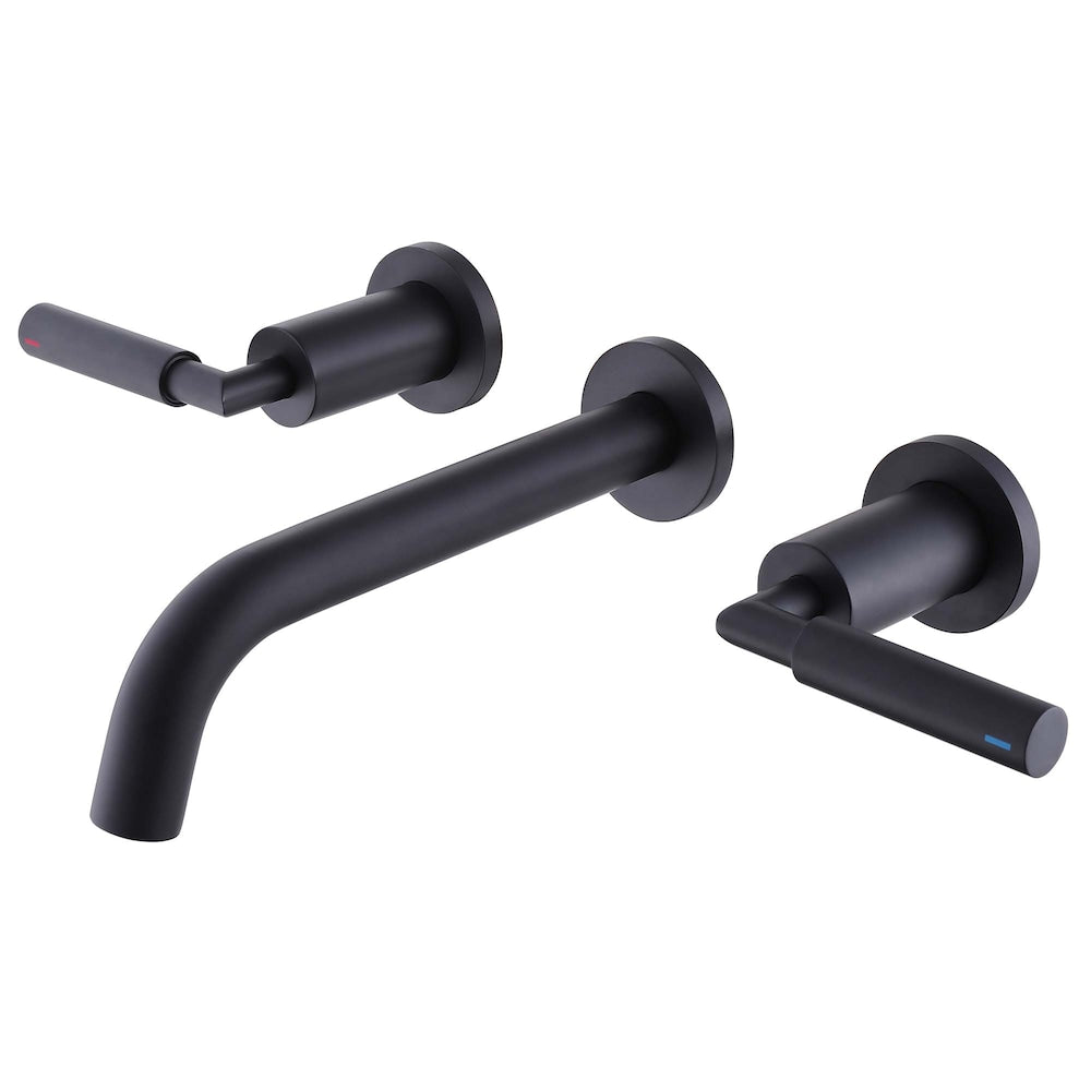WBF18 Wall Mount Bathroom Sink Faucet with 2 Handle in Matte Black