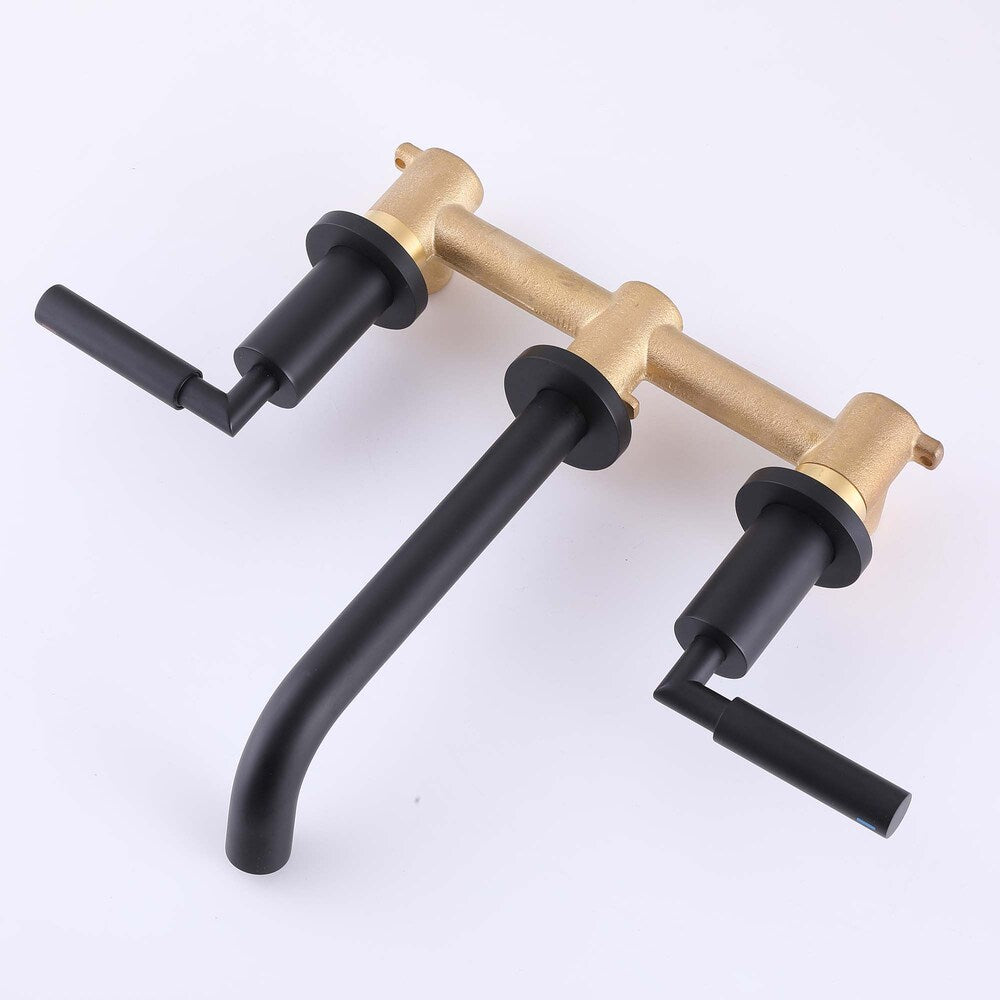 WBF18 Wall Mount Bathroom Sink Faucet with 2 Handle in Matte Black