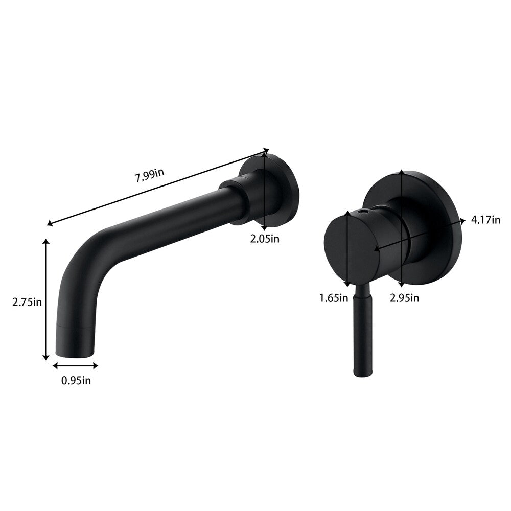 ZCJ9 Matte Black Wall Mount Bathroom Sink Faucet with Single Handle