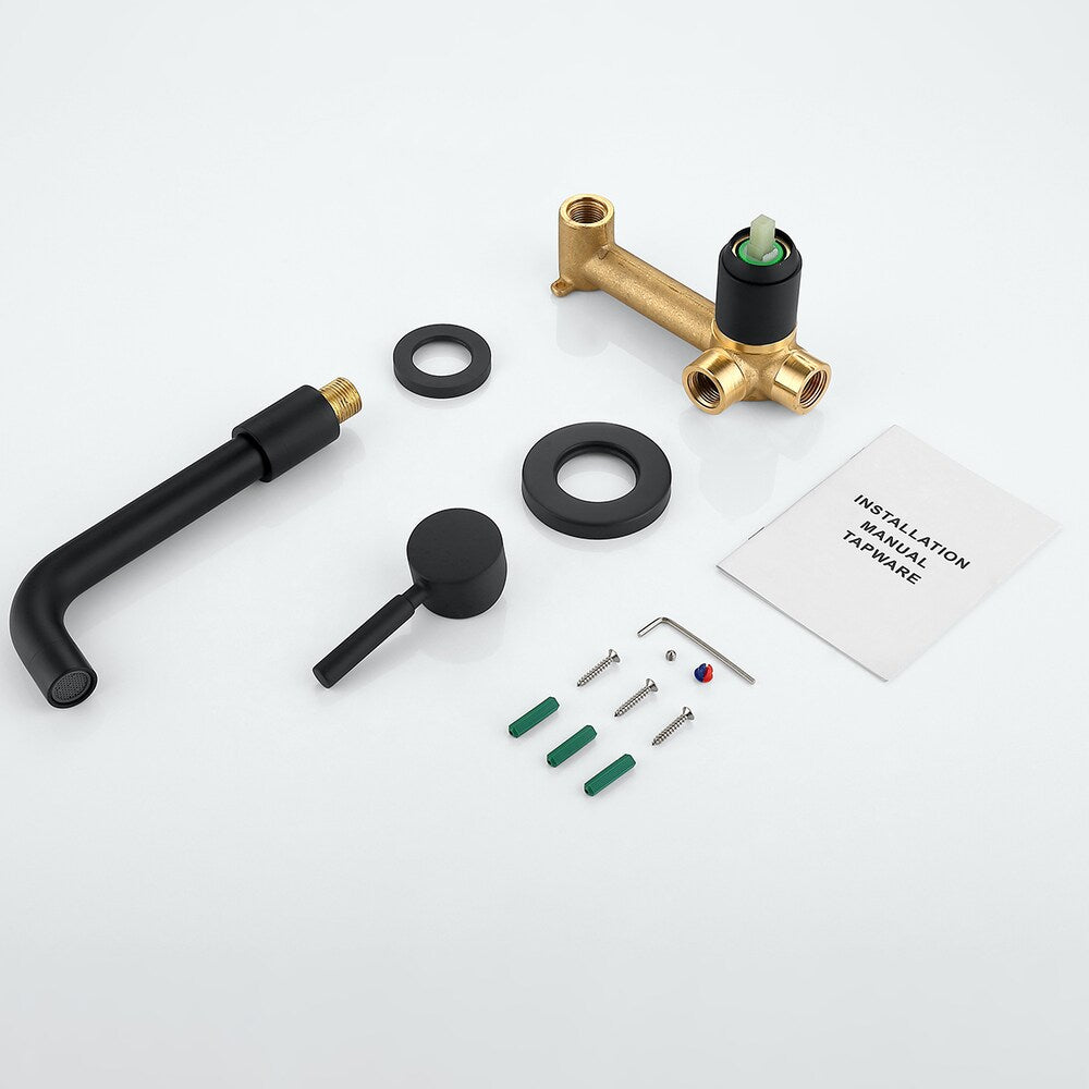 ZCJ9 Matte Black Wall Mount Bathroom Sink Faucet with Single Handle