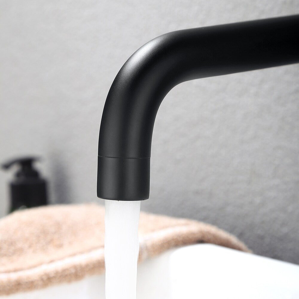 ZCJ9 Matte Black Wall Mount Bathroom Sink Faucet with Single Handle