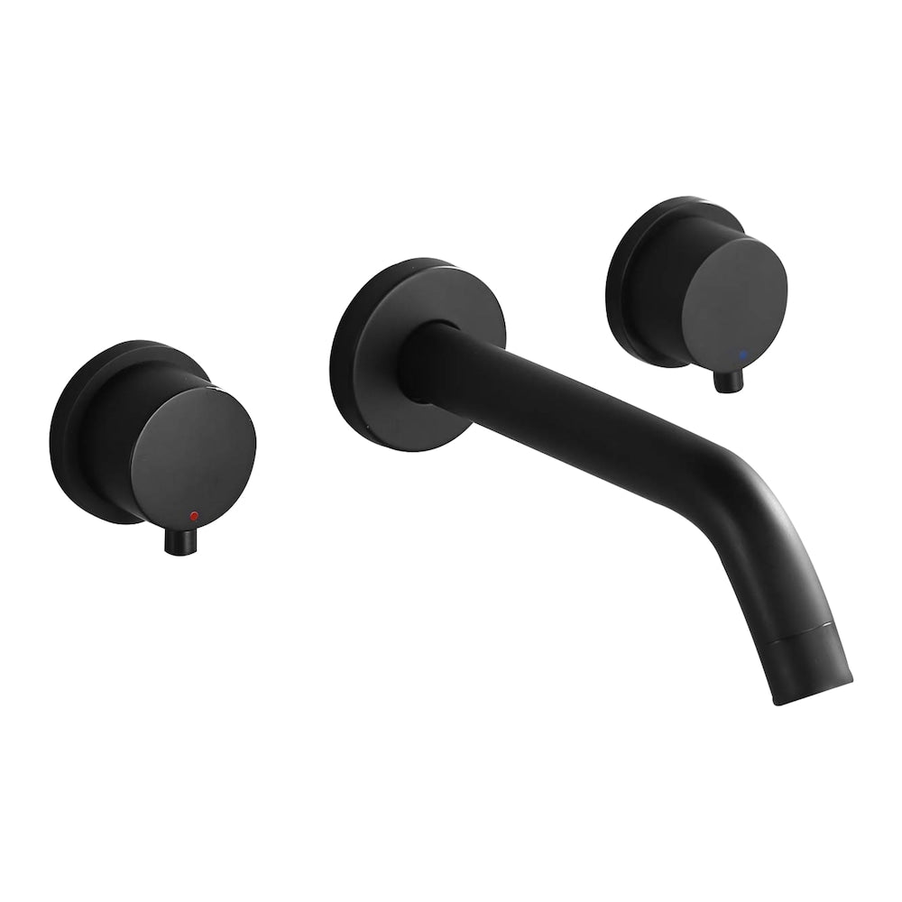 ZCJ10 Wall Mount Bathroom Sink Faucet with 2 Handle in Matte Black