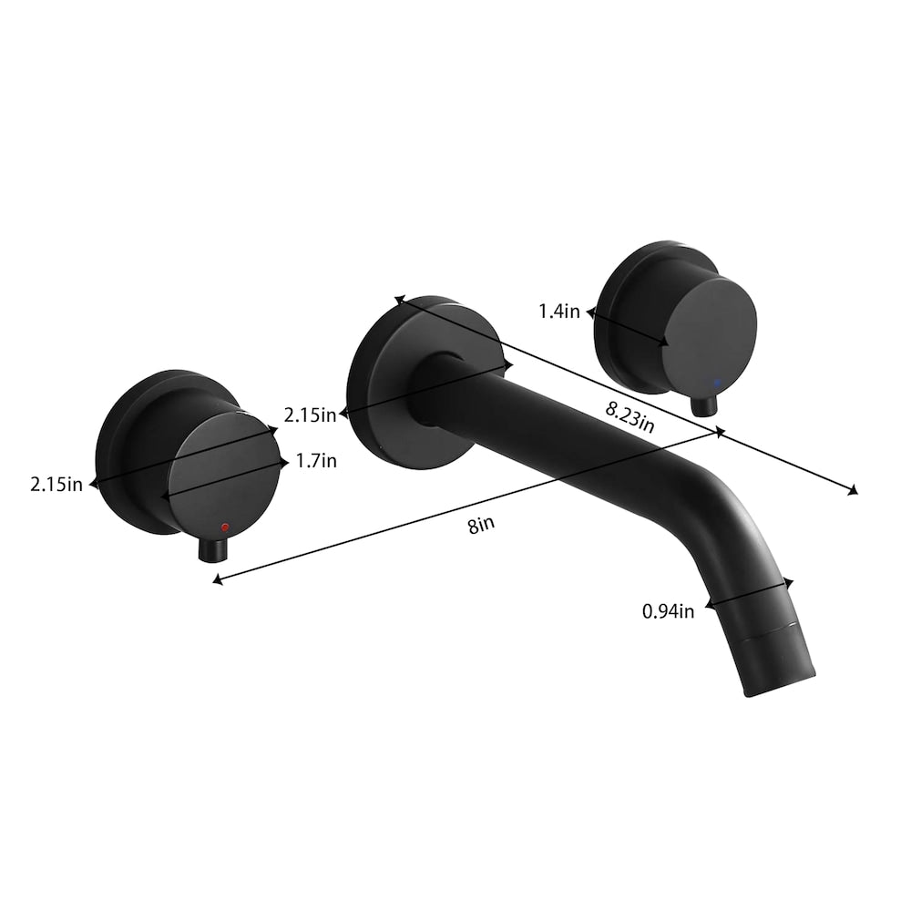 ZCJ10 Wall Mount Bathroom Sink Faucet with 2 Handle in Matte Black