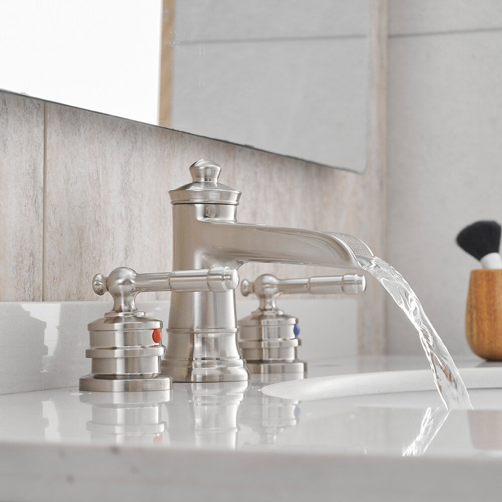 Nova 8 inches Double-Handle Vessel Sink Faucet with Pop-Up Drain in Brushed Nickel