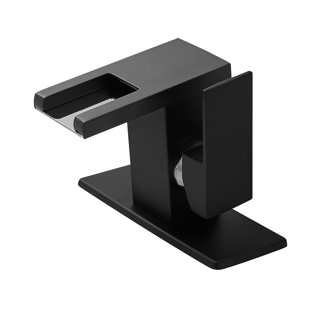 QZ10 Single Hole Bathroom Sink Faucet with LED Light in Matte Black