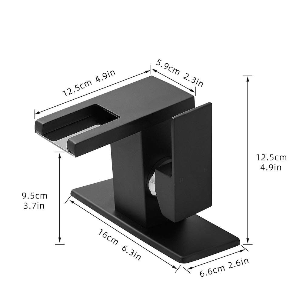 QZ10 Single Hole Bathroom Sink Faucet with LED Light in Matte Black
