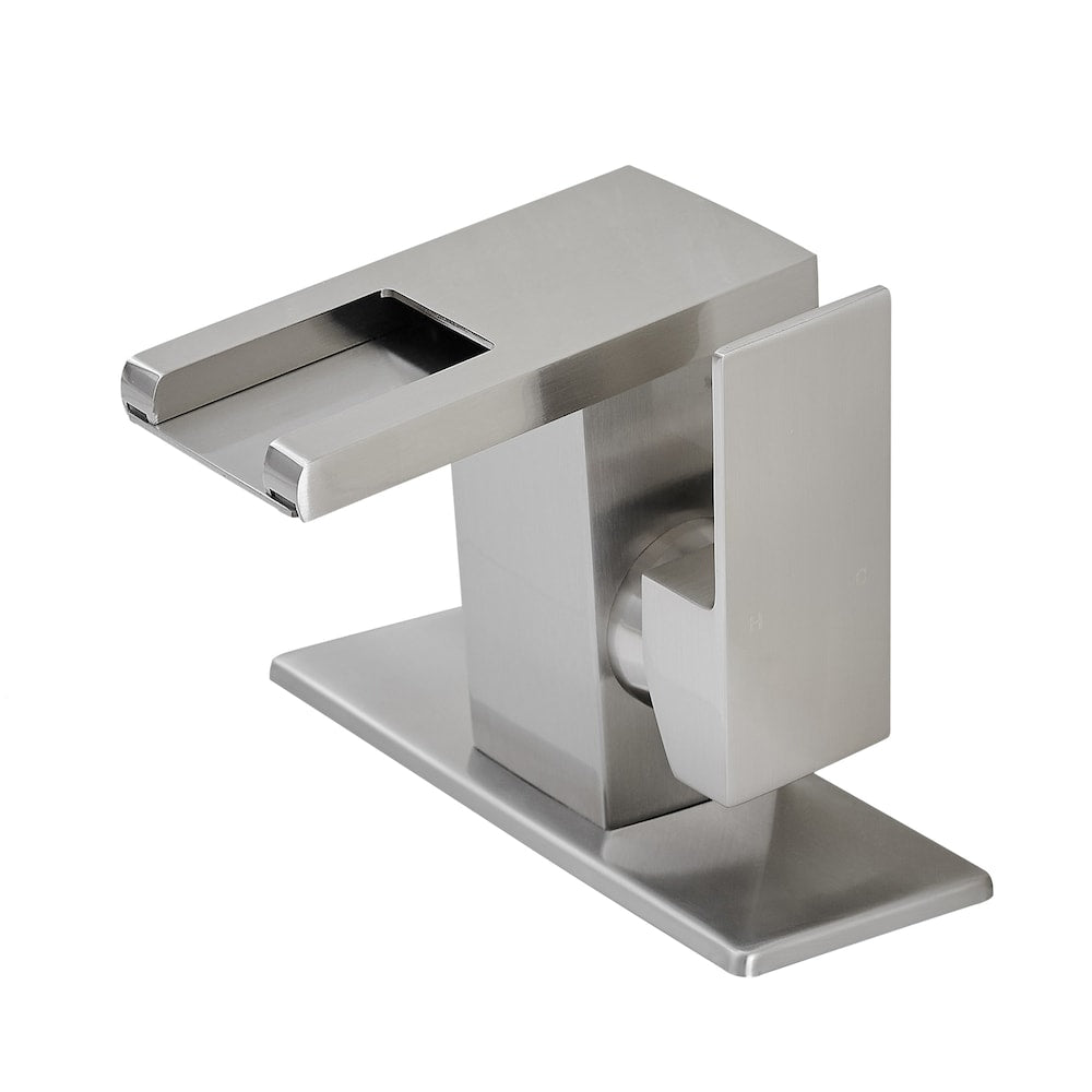 QZ10 Single Hole Bathroom Sink Faucet with LED Light in Brushed Nickel