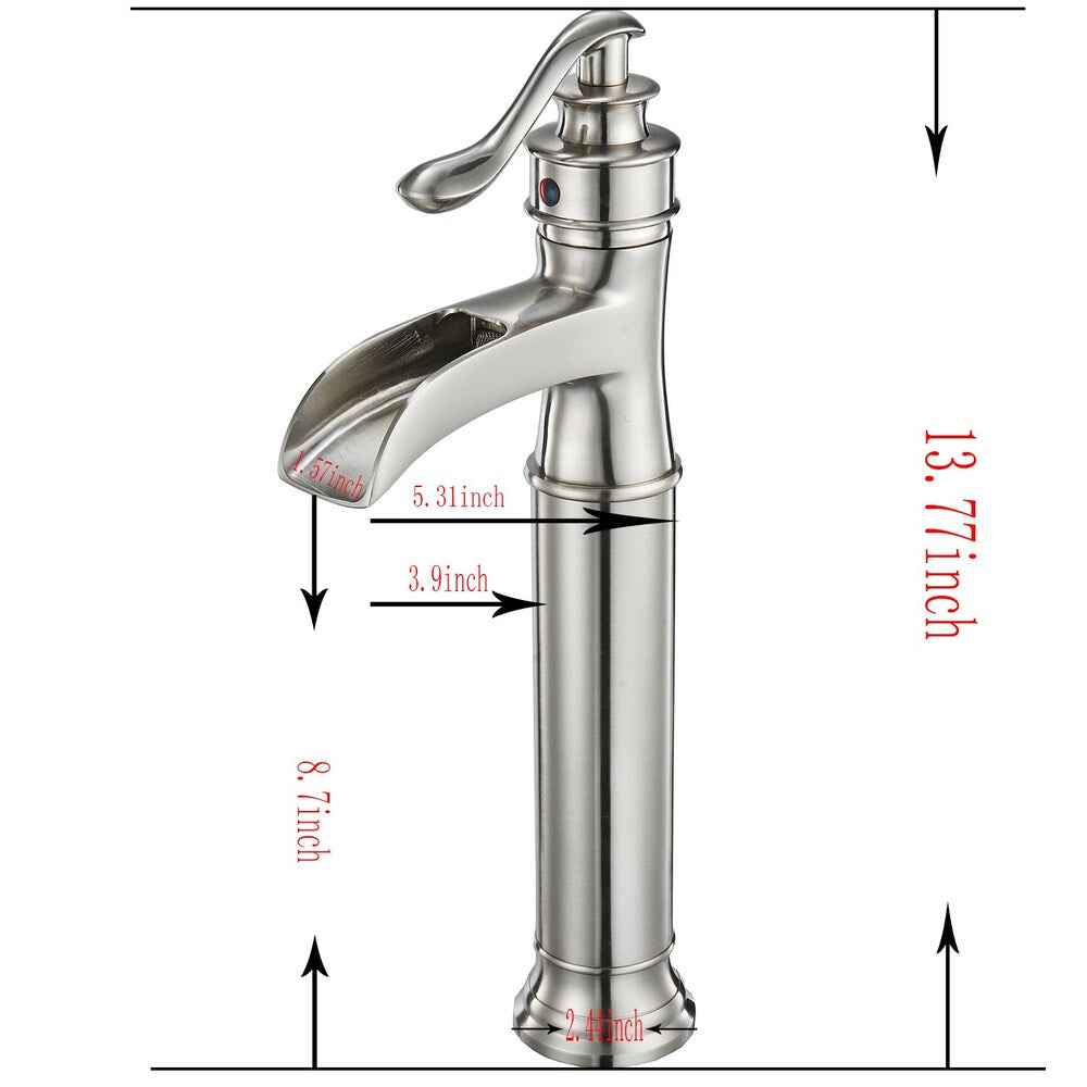 BZ2 Single Hole Bathroom Sink Faucet with Pop Up Drain in Brushed Nickel
