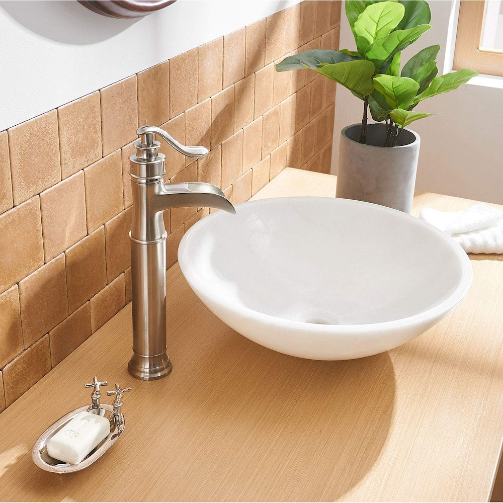 BZ2 Single Hole Bathroom Sink Faucet with Pop Up Drain in Brushed Nickel