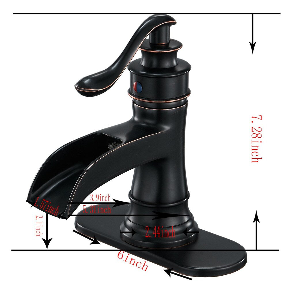 BZ5 Single Hole Bathroom Sink Faucet with Pop Up Drain in Oil Rubbed Bronze
