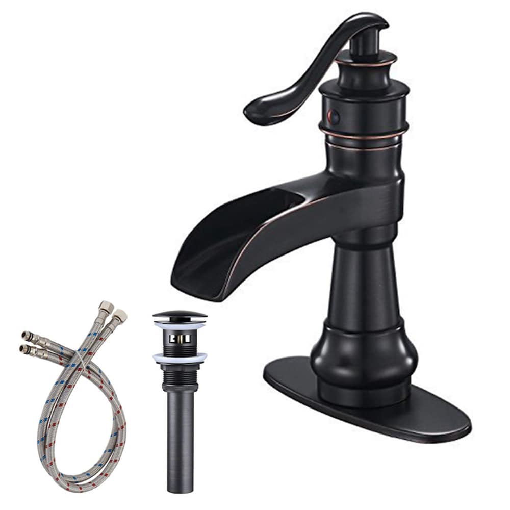 BZ6 Single Hole Bathroom Sink Faucet with Pop Up Drain in Oil Rubbed Bronze