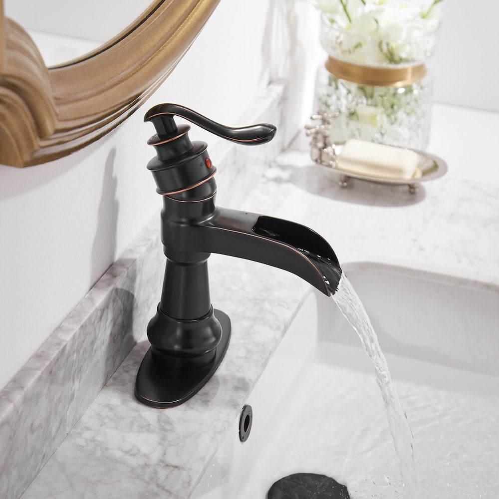 BZ6 Single Hole Bathroom Sink Faucet with Pop Up Drain in Oil Rubbed Bronze